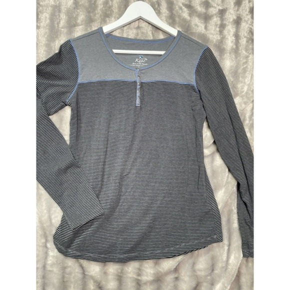 Kuhl Gray Striped Long Sleeve‎ Tee Shirt Women's Size M - Picture 1 of 3